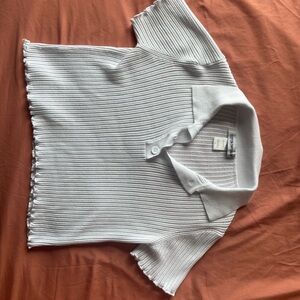 Cotton Emporium White Ribbed Knit Top